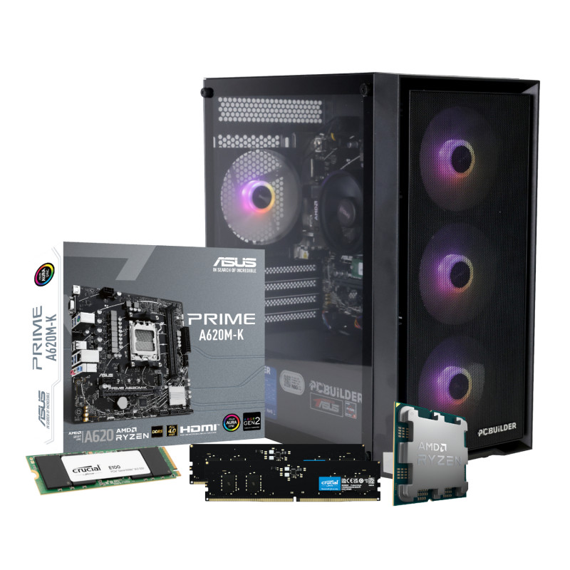 PCBuilder WARDEN Gaming PC - AMD Ryzen 5 8600G, 16GB RAM, 480GB SSD, Windows 11 Home