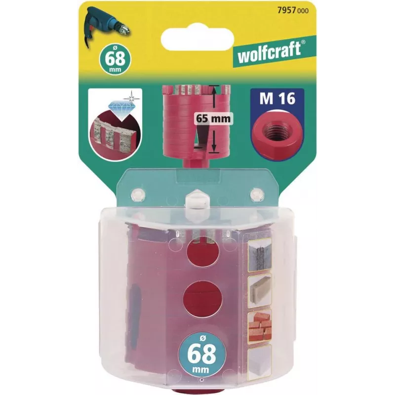 Wolfcraft 7957000 Diamentowa koronka wiertnicza, 68 mm