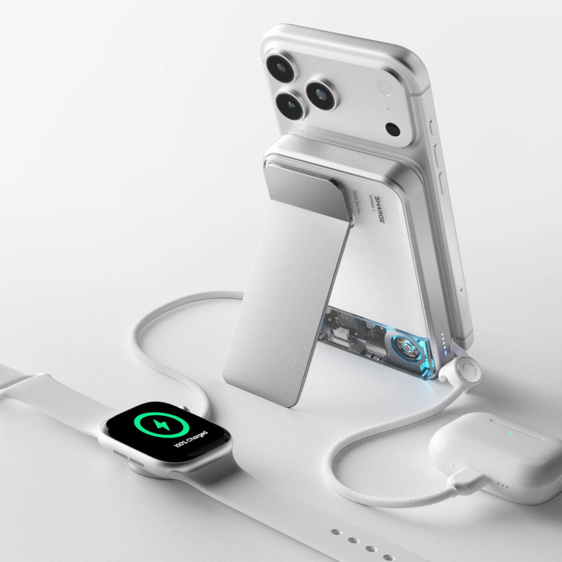 Powerbank SHARGE ICEMAG 3, 10 000 mAh, 25 W Qi2, 35 W USB-C, biały