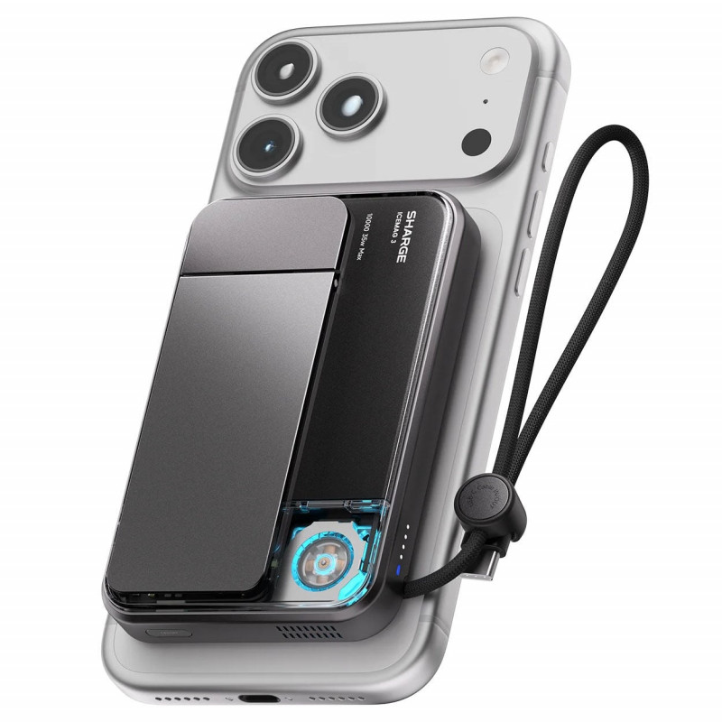 Powerbank SHARGE ICEMAG 3, 10 000 mAh, 25 W Qi2, 35 W USB-C, czarny