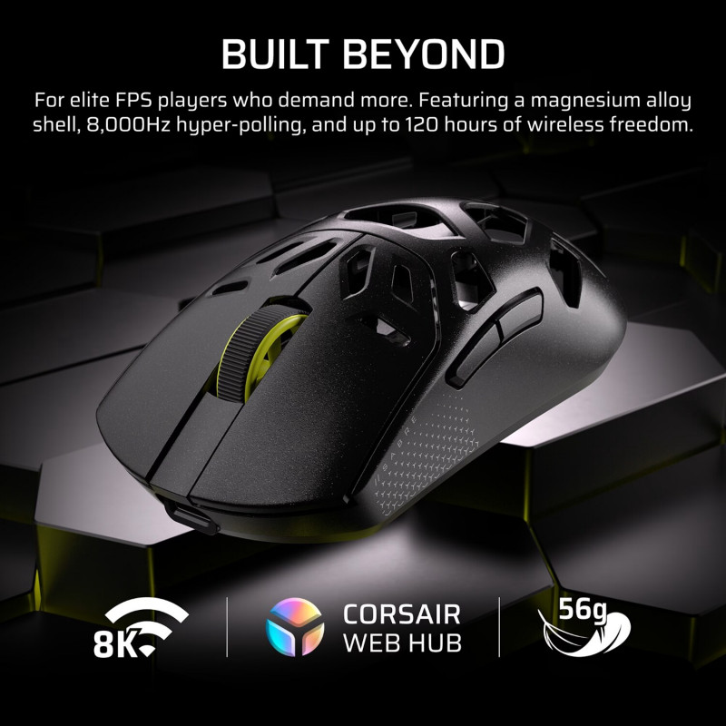 Corsair SABRE V2 PRO Bezprzewodowa Mysz do Gier, 2.4GHz / Bluetooth / USB-C, Czarny (CH-931G100-WW)