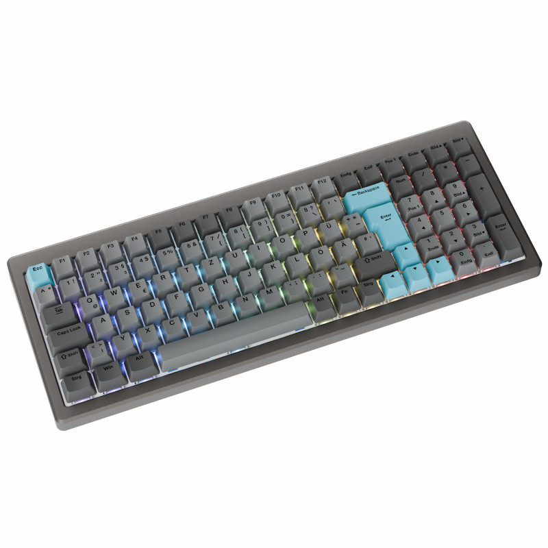 Ducky Cushion 98 klawiatura gamingowa, 96%, układ DE (ISO), przełączniki Shush Red - Nickel (DKCUS2598-DSDEPHCC3H1)