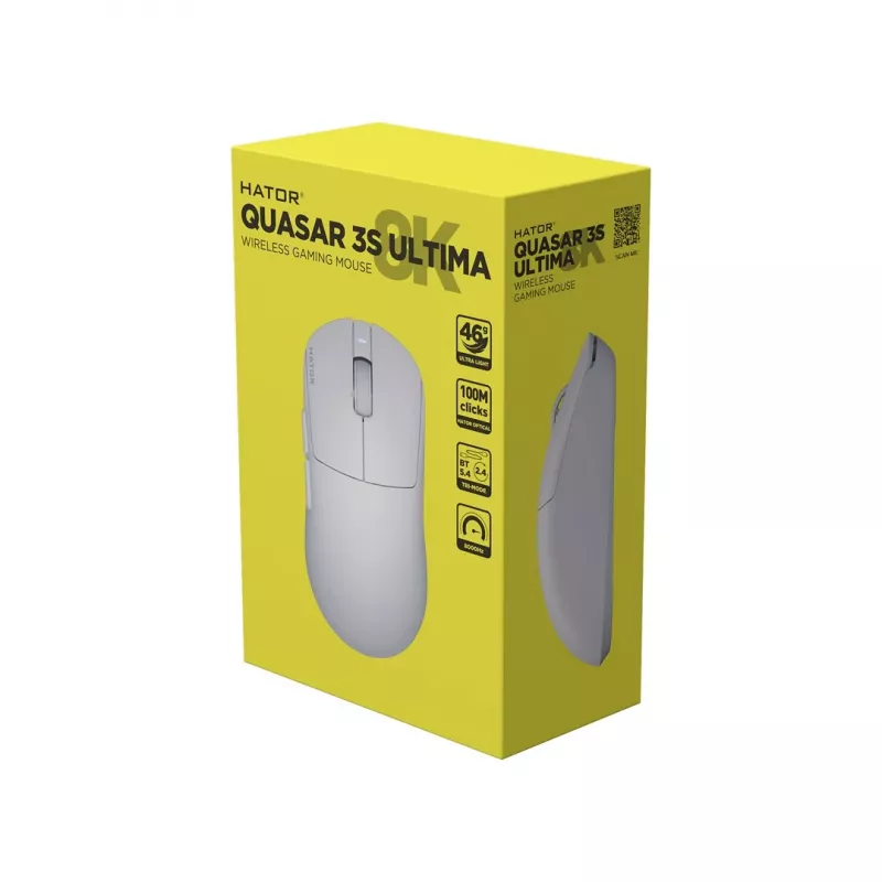 Mysz gamingowa Hator Quasar 3S Ultima Wireless, biała (HTM661)