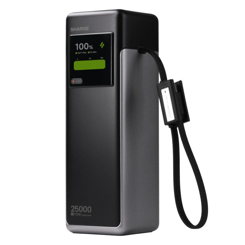 Power bank SHARGE HyperTower 170, 25 000 mAh, 170 W, 4 w 1, czarny