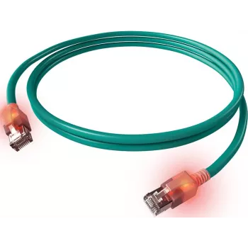 Kabel krosowy ZVK EasyLan Cat6a LED RJ45, ekranowany, 7,5 m, turkusowy