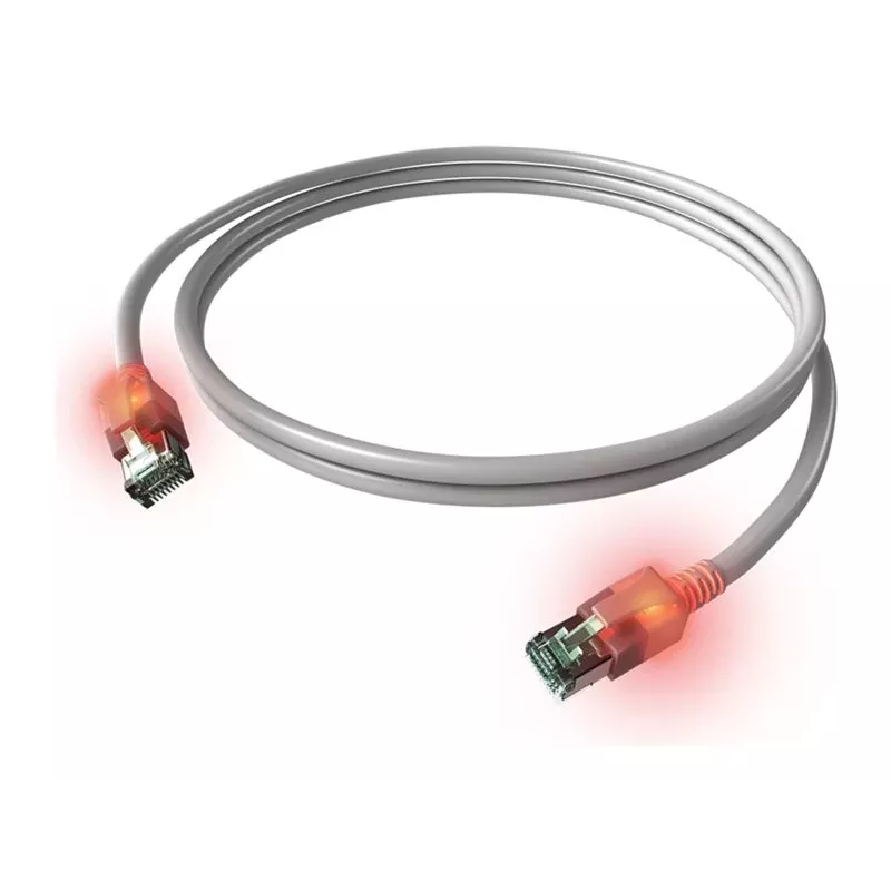 Kabel krosowy ZVK EasyLan Cat6a LED RJ45, ekranowany, 7,5 m, turkusowy