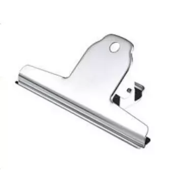 Wonday metalowy klips do listów, szerokość 144 mm, rozwarcie 45 mm, niklowy