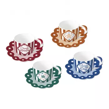 Bialetti Candyland zestaw 4 filiżanek ze spodkami 80ml