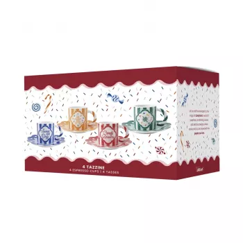 Bialetti Candyland zestaw 4 filiżanek ze spodkami 80ml