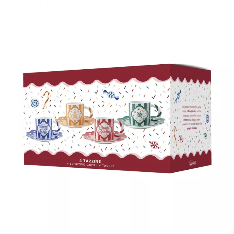 Bialetti Candyland zestaw 4 filiżanek ze spodkami 80ml