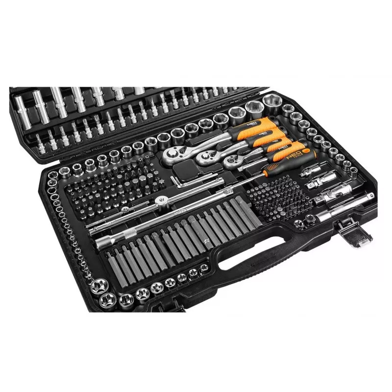 Neo Tools 10-218 Zestaw narzędzi, 300 elementów, 1/2, 3/8, 1/4 cala