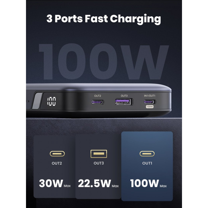 Power Bank Ugreen PB720 20000 mAh, szary
