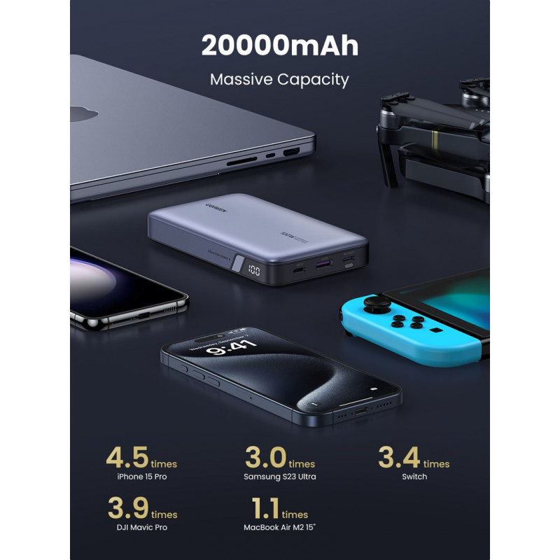 Power Bank Ugreen PB720 20000 mAh, szary