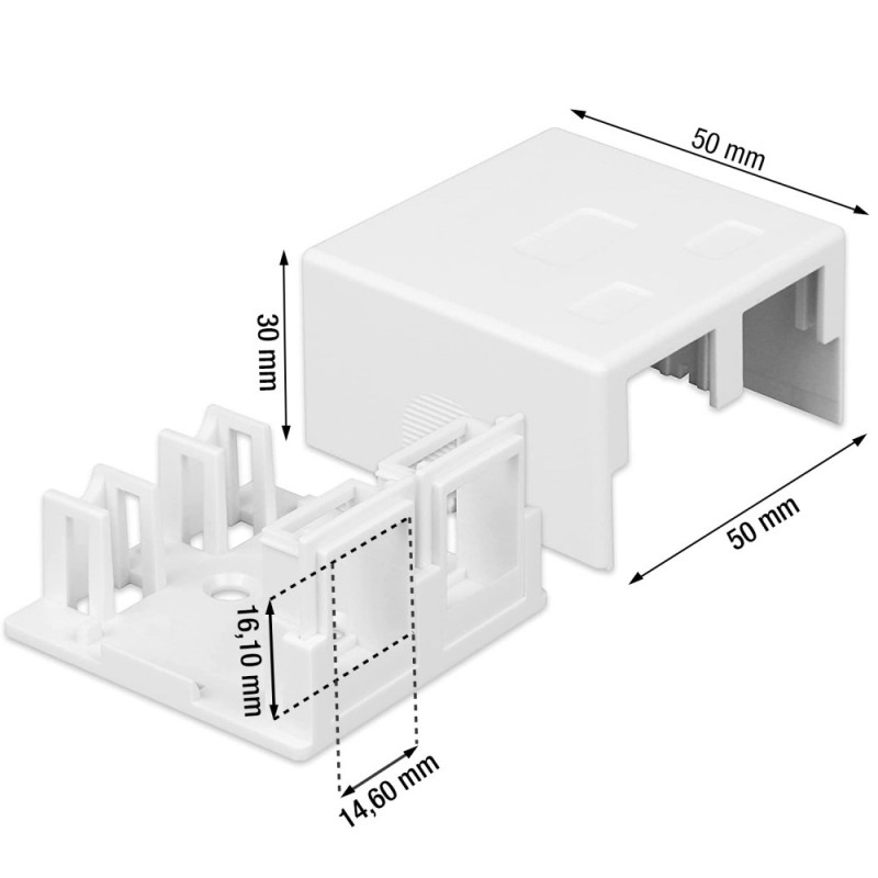 Techly 366310 Puszka natynkowa na 2 moduły Keystone RJ45 lub RJ11/12