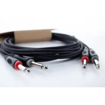 Cordial 14845 kabel audio jack [2x wtyki jack 6,3 mm (mono) - 2x wtyki jack 6,3 mm (mono)] 3 m czarny płaszcz PVC, przewód dwużyłowy