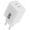 Ładowarka ścienna Forcell F-Energy GaN III Crystal Color VT-60 60W PD QC 4.0 2x USB-C biała + kabel