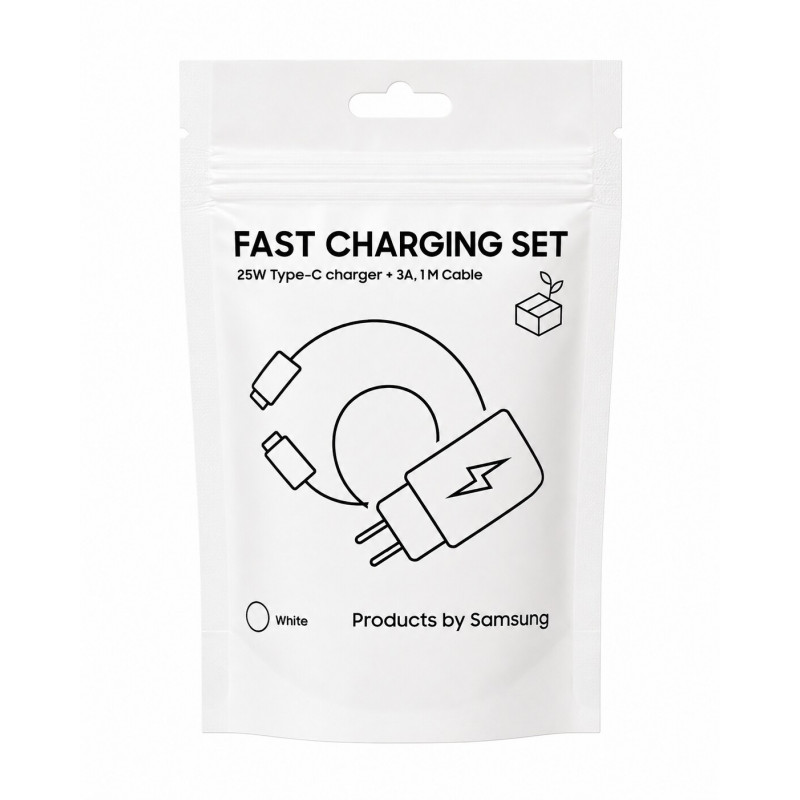 Samsung Adapter podróżny TA800 z kablem USB-C na USB-C, biały