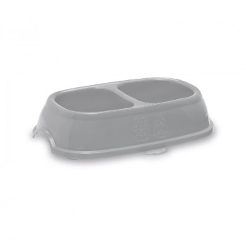 Miska dla zwierząt Stefanplast Break 13 0,2+0,2 l, 21x13x5 cm, szara/niebieska, wzór losowy