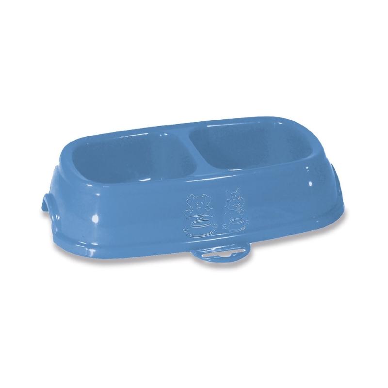 Miska dla zwierząt Stefanplast Break 13 0,2+0,2 l, 21x13x5 cm, szara/niebieska, wzór losowy