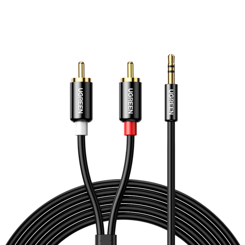 Kabel audio UGREEN AV116 RCA do AUX 3,5 mm 1 m – czarny