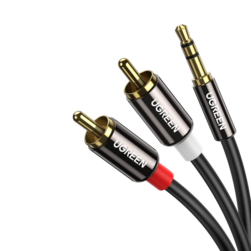 Kabel audio UGREEN AV116 RCA do AUX 3,5 mm 1 m – czarny