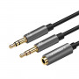 Kabel rozdzielający dźwięk UGREEN UV140 AUX 3,5 mm – czarno-szary
