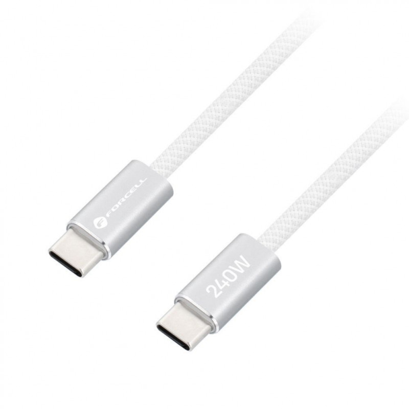 Kabel USB Forcell USB-C do USB-C, 2 m, 240 W, biały