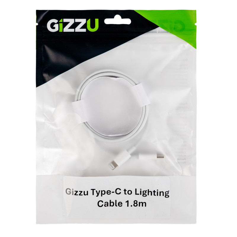 Gizzu Kabel USB-C na Lightning, 1,8 m, 27 W PD, Biały (GCPU2L18)