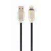 Kabel Gembird USB 2.0 USB-A wtyk do Lightning wtyk, gumowany pleciony, 1 m, czarny (CC-USB2R-AMLM-1M)