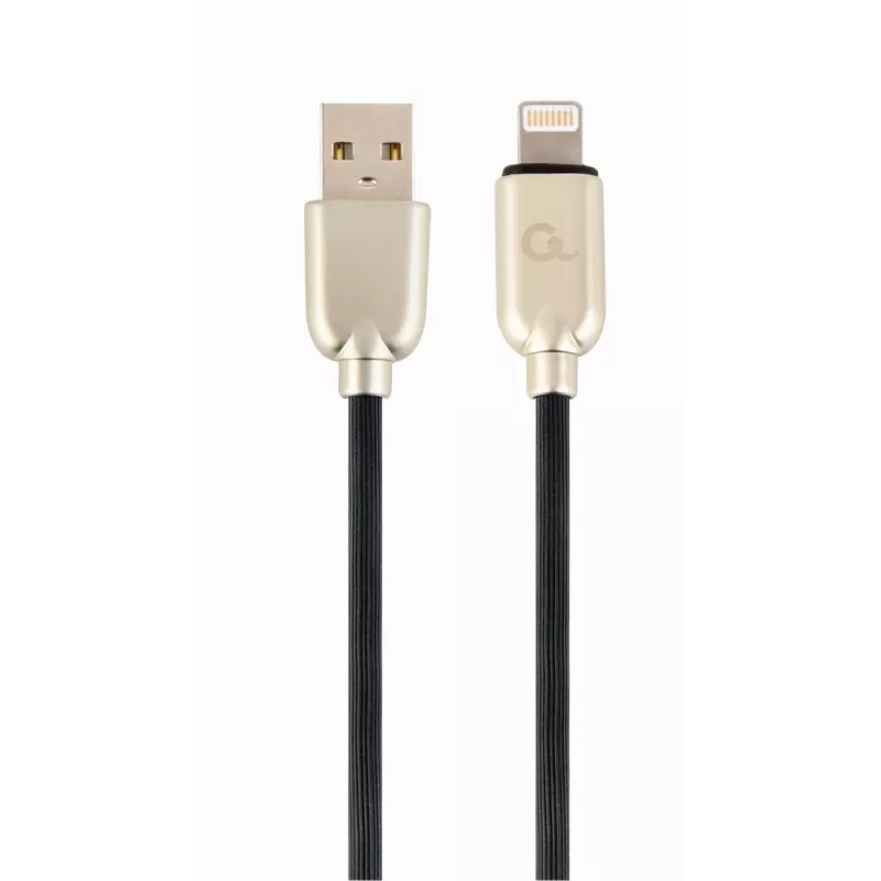 Kabel Gembird USB 2.0 USB-A wtyk do Lightning wtyk, gumowany pleciony, 1 m, czarny (CC-USB2R-AMLM-1M)