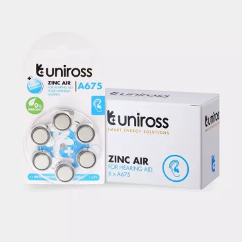 Baterie guzikowe Uniross A675 do aparatów słuchowych 540mAh, 6 szt.
