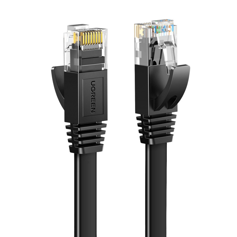 Płaski kabel krosowy Ugreen Cat6 U/UTP RJ45, 0,5 m, czarny