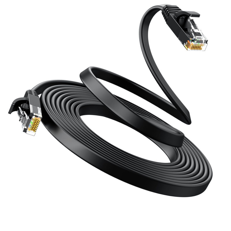 Płaski kabel krosowy Ugreen Cat6 U/UTP RJ45, 0,5 m, czarny