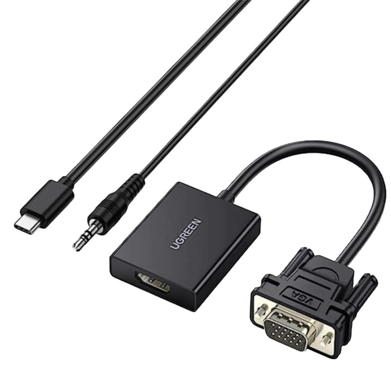 UGREEN CM513 Konwerter VGA na HDMI, męski na żeński, 1080p Full HD, czarny