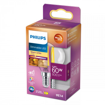 Żarówka Philips LED Classic WarmGlow 60W E14, kształt kropli, przezroczysta, ściemnialna