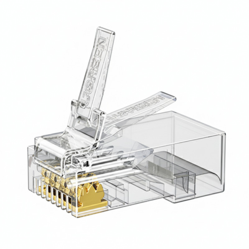 Wtyki modularne RJ45 Cat6 UGREEN (50 szt.) – przezroczyste ze złoconymi stykami