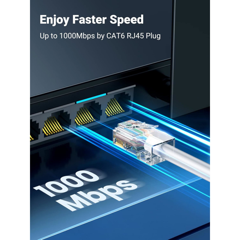Wtyki modularne RJ45 Cat6 UGREEN (50 szt.) – przezroczyste ze złoconymi stykami