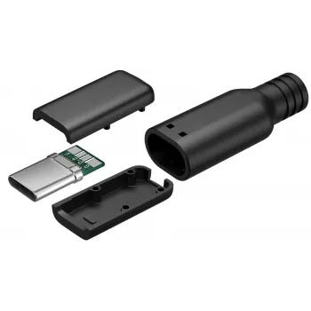 Wtyk USB-C Goobay, wersja do lutowania, czarny - 15 W, 3 A