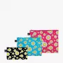 Zestaw etui LOQI – Flowers Czarny, Aquarius, Raspberry (3 szt.)