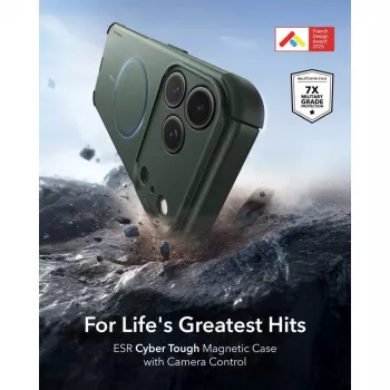 ESR Cyber Tough MagSafe etui na iPhone 17 Pro / 18 Pro, zielone