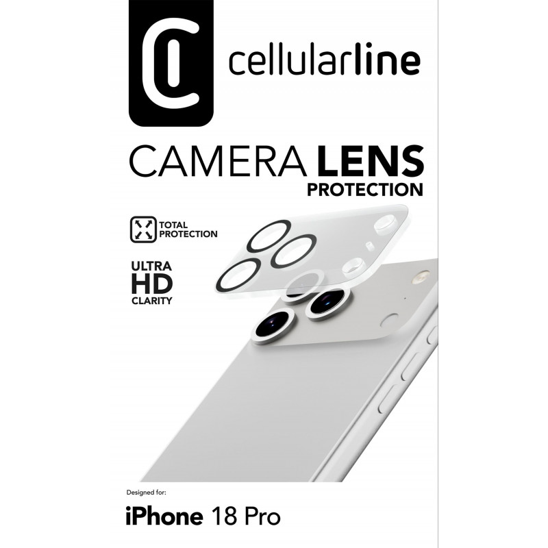 Cellularline ochrona obiektywu aparatu do iPhone 18 Pro, przezroczysta