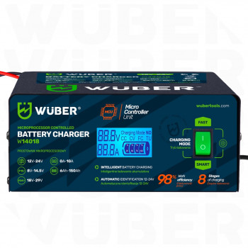 Wuber W14018 mikroprocesorowy prostownik samochodowy, 10 A, 6-150 Ah, 2-24 V