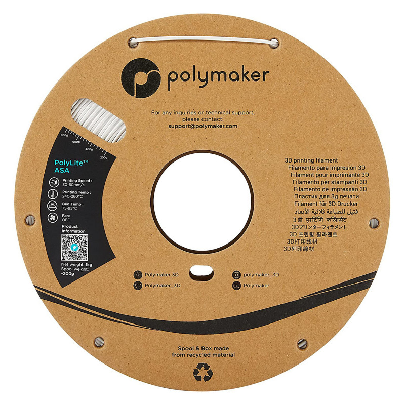Polmask ASA Filament do drukarki 3D, 1,75 mm, 1 kg - Biały (PF01002)