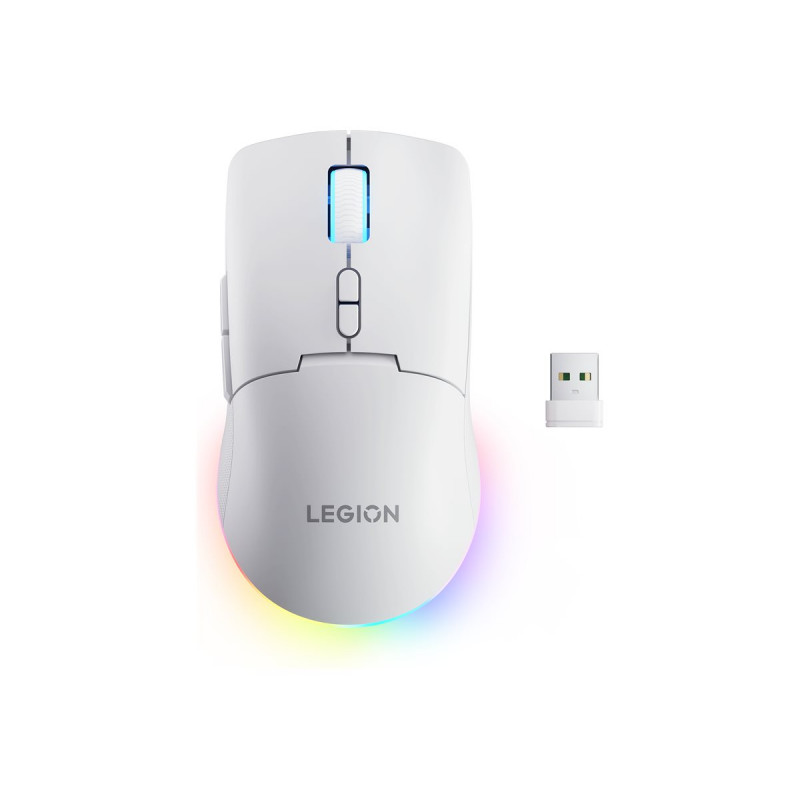 Mysz gamingowa Lenovo Legion M220 RGB bezprzewodowa, 2,4 GHz / Bluetooth / przewodowa, Glacier White (GY51V60437)