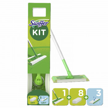 Zestaw startowy Swiffer Sweeper z 11 ściereczkami (suche 8 szt. + mokre 3 szt.)