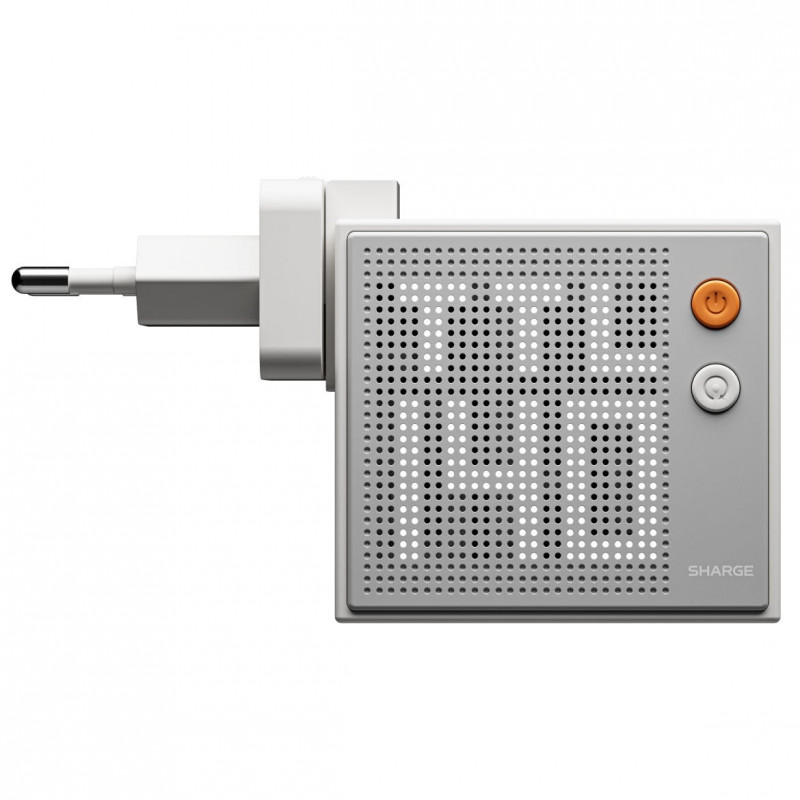 SHARGE Pixel 140 GaN Ładowarka, 140W, 3x USB-C, wyświetlacz matrycowy - biały