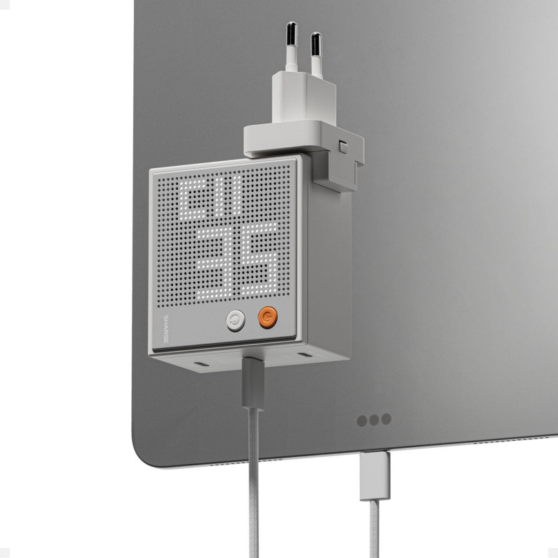 SHARGE Pixel 140 GaN Ładowarka, 140W, 3x USB-C, wyświetlacz matrycowy - biały