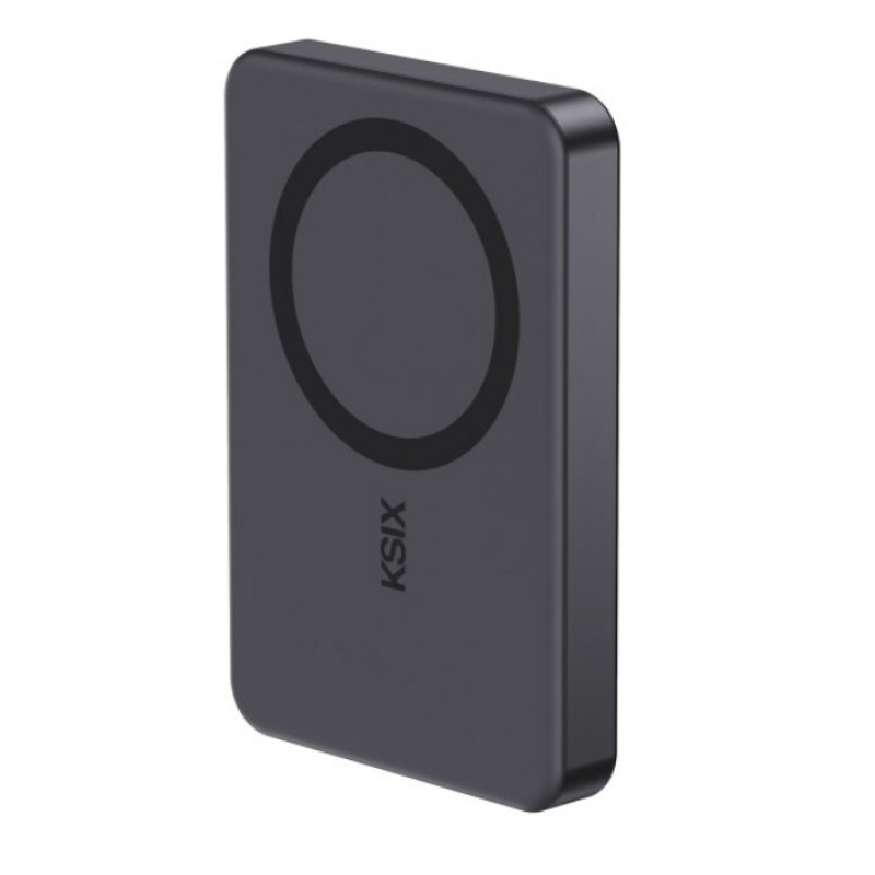Ksix Powerbank Magslim 10000 mAh magnetyczny 15W USB-C PD 20W wyświetlacz cyfrowy czarny
