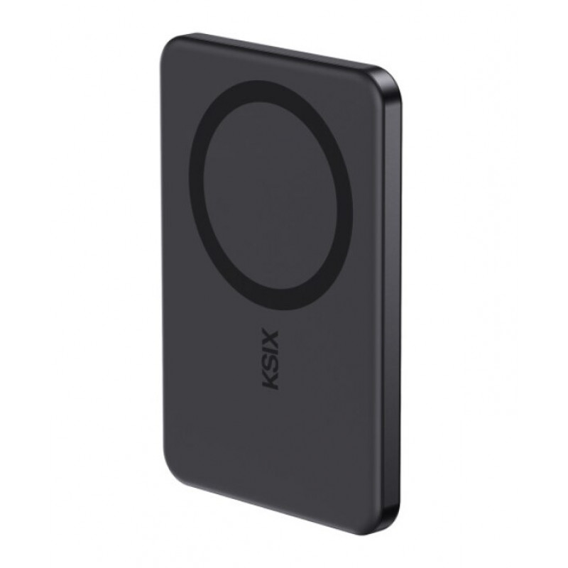 Ksix Powerbank Magslim 5000 mAh magnetyczny USB-C PD 20W wyświetlacz cyfrowy czarny