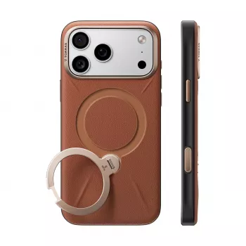 Etui TORRAS Ostand Q3 VegSkin do iPhone 18 Pro Max / 17 Pro Max, kompatybilne z MagSafe, brązowe